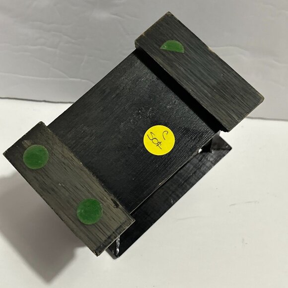 Vintage Wooden Clock Cork Coaster Set Holder 6 Piece Brown Wood Cup 5" - Picture 8 of 16